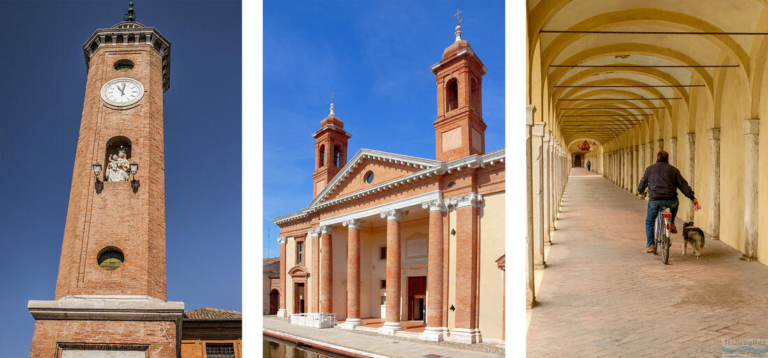 Comacchio - Torre dell’Orologio, Ospedale San Camillo, Loggiato dei Cappuccini