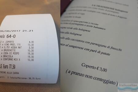 Poplatok COPERTO v talianskych reštauráciách